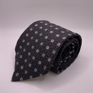 Donald J Trump Signature Collection Black/Grey Geometric Pattern 100% Silk Tie